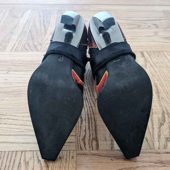 Women's New Rock Leather Boots Metal Heel Red Flame Malicia Collection W/Box - Picture 11 of 16